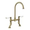 Blanco VICUS Bridge Twin Lever Swivel Spout Galvanic Kitchen Tap - Brushed Brass - 524282
