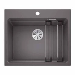 Blanco ETAGON 6 Silgranit 1 Bowl Inset Kitchen Sink With Manual InFino Waste - Rock Grey - 524540