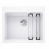 Blanco ETAGON 6 Silgranit 1 Bowl Inset Kitchen Sink With Manual InFino Waste - White - 524543