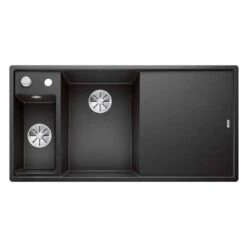 Blanco AXIA III 6 S LH Silgranit 1.5 Bowl Inset Kitchen Sink With Drain Remote Control - Anthracite - 524653