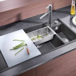 Blanco AXIA III 6 S LH Silgranit 1.5 Bowl Inset Kitchen Sink With Drain Remote Control - Anthracite - 524653 -Blanco Shop 5 2 524653 lifestyle1