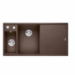 Blanco AXIA III 6 S LH Silgranit 1.5 Bowl Inset Kitchen Sink With Drain Remote Control - Coffee - 524662
