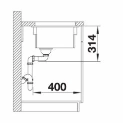 Blanco ETAGON 500-U Ceramic PuraPlus 1 Bowl Undermount Kitchen Sink With Manual InFino Waste - Crystal White - 525149 -Blanco Shop 5 2 525149 dimensions1