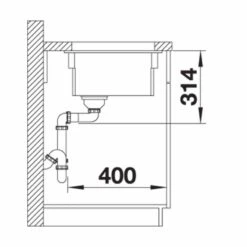 Blanco ETAGON 500-U Ceramic PuraPlus 1 Bowl Undermount Kitchen Sink With Manual InFino Waste - Magnolia - 525150 -Blanco Shop 5 2 525150 dimensions1