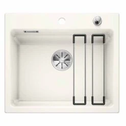 Blanco ETAGON 6 Ceramic PuraPlus 1 Bowl Inset Kitchen Sink With Drain Remote Control - Crystal White - 525156