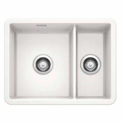 Blanco VILLAE LH Farmhouse Ceramic 1.5 Bowl Kitchen Sink - Crystal White - 525165