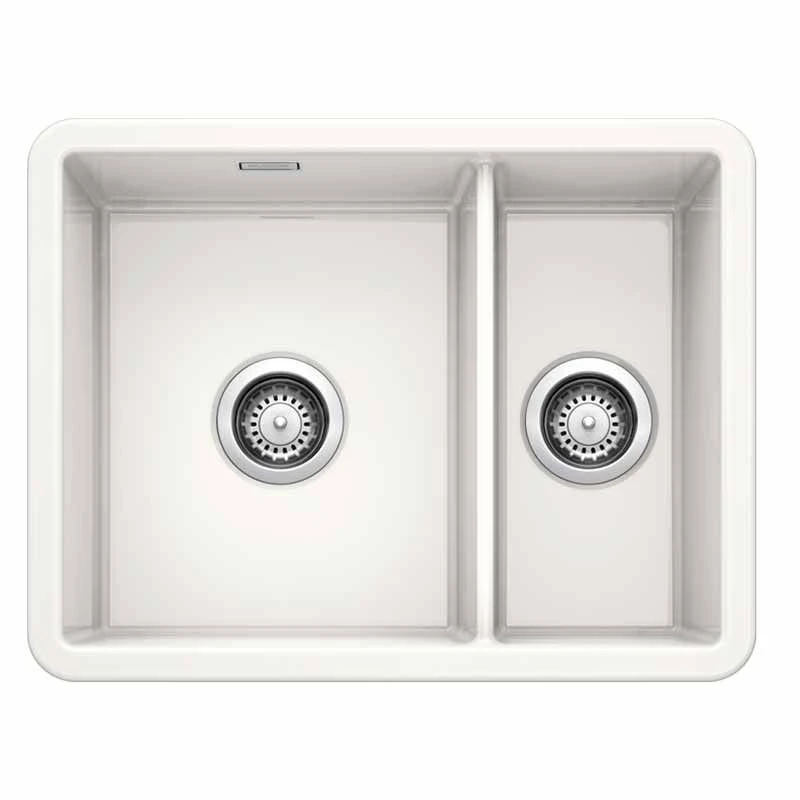 Blanco VILLAE LH Farmhouse Ceramic 1.5 Bowl Kitchen Sink - Crystal White - 525165 1 Blanco VILLAE LH Farmhouse Ceramic 1.5 Bowl Kitchen Sink - Crystal White - 525165