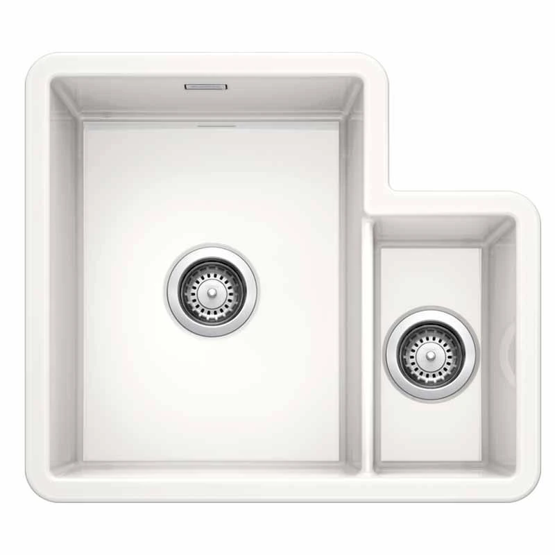 Blanco VILLAE LH Farmhouse Ceramic 1.5 Bowl Kitchen Sink - Crystal White - 525166 1 Blanco VILLAE LH Farmhouse Ceramic 1.5 Bowl Kitchen Sink - Crystal White - 525166