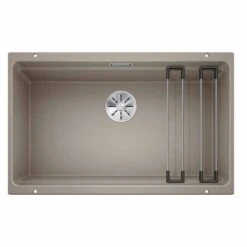 Blanco ETAGON 700-U Silgranit 1 Bowl Undermount Kitchen Sink With Manual InFino Waste - Tartufo - 525174