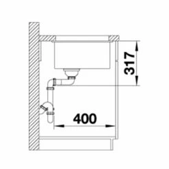 Blanco ETAGON 700-U Silgranit 1 Bowl Undermount Kitchen Sink With Manual InFino Waste - Tartufo - 525174 -Blanco Shop 5 2 525174 dimensions1