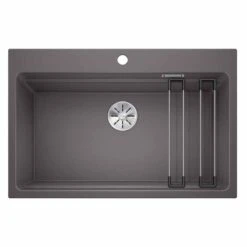 Blanco ETAGON 8 Silgranit 1 Bowl Inset Kitchen Sink With Manual InFino Waste - Rock Grey - 525188