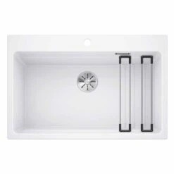 Blanco ETAGON 8 Silgranit 1 Bowl Inset Kitchen Sink With Manual InFino Waste - White - 525191