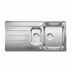 Blanco CLASSIMO 6 S-IF Reversible Stainless Steel 1.5 Bowl Kitchen Sink With Drain Remote Control - Brushed - 525328