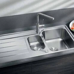 Blanco CLASSIMO 6 S-IF Reversible Stainless Steel 1.5 Bowl Kitchen Sink With Drain Remote Control - Brushed - 525328 -Blanco Shop 5 2 525328 lifestyle1