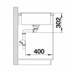 Blanco AXIA III XL 6 S Silgranit 1 Bowl Inset Reversible Kitchen Sink With Drain Remote Control - Black - 525857 -Blanco Shop 5 2 525857 dimensions1