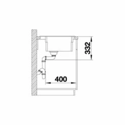 Blanco ETAGON 8 Silgranit 1 Bowl Inset Kitchen Sink With Manual InFino Waste - Black - 525893 -Blanco Shop 5 2 525893 dimensions1