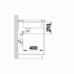 Blanco SUBLINE 160-U Silgranit 1 Bowl Undermount Kitchen Sink With Manual InFino Waste - Black - 525981 -Blanco Shop 5 2 525981 dimensions1