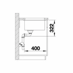 Blanco SUBLINE 700-U Level Silgranit 1 Bowl Undermount Kitchen Sink With Manual InFino Waste - Black - 526004 -Blanco Shop 5 2 526004 dimensions1