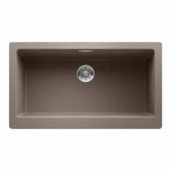 Blanco VINTERA XL 9 Silgranit 1 Bowl Undermount Kitchen Sink With Manual InFino Waste - Tartufo - 526107