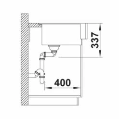 Blanco VINTERA XL 9 Silgranit 1 Bowl Undermount Kitchen Sink With Manual InFino Waste - Tartufo - 526107 -Blanco Shop 5 2 526107 dimensions1