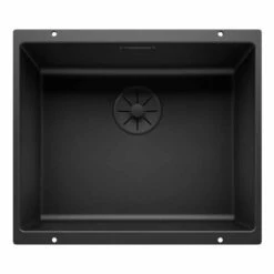 Blanco SUBLINE 500-U Silgranit 1 Bowl Undermount Kitchen With Manual InFino Waste - Black - 526340