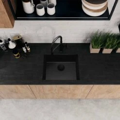 Blanco SUBLINE 500-U Silgranit 1 Bowl Undermount Kitchen With Manual InFino Waste - Black - 526340 9 Blanco SUBLINE 500-U Silgranit 1 Bowl Undermount Kitchen With Manual InFino Waste - Black - 526340 -Blanco Shop 5 2 526340 lifestyle1