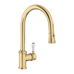 Blanco VICUS Single Lever Pull-Out Spray PVD Steel Kitchen Tap - Satin Gold - 526689