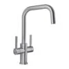 Blanco JANDORA Twin Lever High Arched J-Shaped Spout Solid Kitchen Tap - Brushed Stainless Steel - 526704