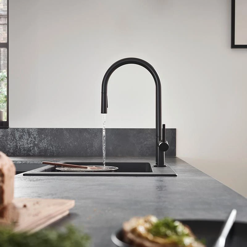 Hansgrohe Talis M54 Single Lever Kitchen Mixer 210, Pull-Out Spray, 2jet, SBox - Matt Black - 72801670 3 Hansgrohe Talis M54 Single Lever Kitchen Mixer 210, Pull-Out Spray, 2jet, SBox - Matt Black - 72801670 - Image 3