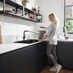 Hansgrohe Talis M54 Single Lever Kitchen Mixer 270, Pull-Out Spout, 1jet, SBox - Matt Black - 72809670 -Blanco Shop 7 2 72809670 2