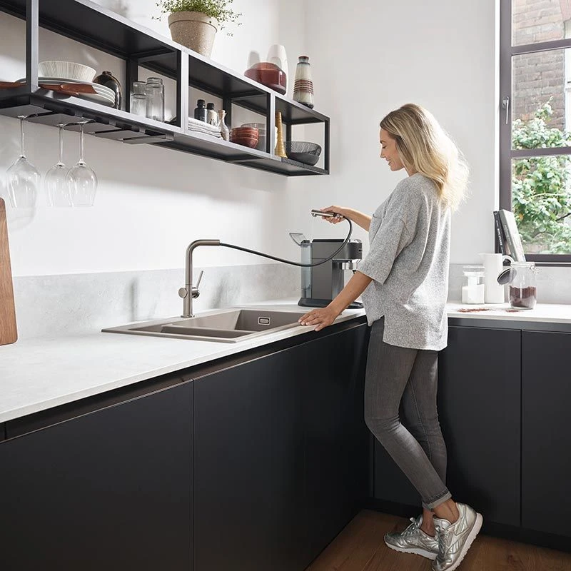 Hansgrohe Talis M54 Single Lever Kitchen Mixer 270, Pull-Out Spout, 1jet, SBox - Stainless Steel - 72809800 3 Hansgrohe Talis M54 Single Lever Kitchen Mixer 270, Pull-Out Spout, 1jet, SBox - Stainless Steel - 72809800 - Image 3