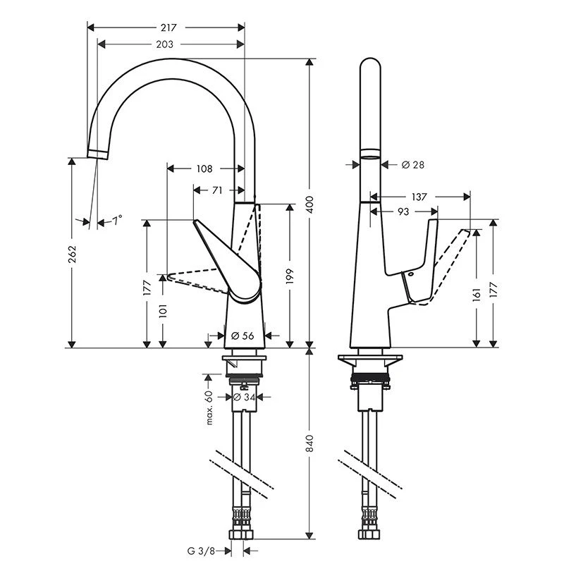 Hansgrohe Talis M51 Single Lever Kitchen Mixer 260, 1jet - Chrome - 72810000 2 Hansgrohe Talis M51 Single Lever Kitchen Mixer 260, 1jet - Chrome - 72810000 - Image 2
