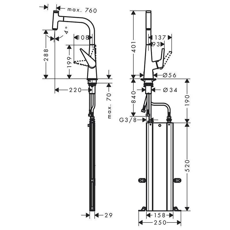 Hansgrohe Talis Select M51 Single Lever Kitchen Mixer 300, Pull-Out Spout, 1jet, SBox - Chrome - 73853000 2 Hansgrohe Talis Select M51 Single Lever Kitchen Mixer 300, Pull-Out Spout, 1jet, SBox - Chrome - 73853000 - Image 2