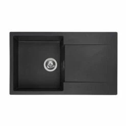 Reginox Amsterdam 10 1 Bowl Sink And Drainer - Black Silvery - AMSTERDAM 10 BS