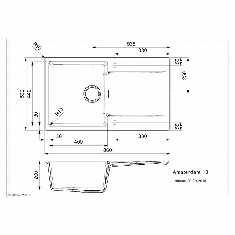 Reginox Amsterdam 10 1 Bowl Sink And Drainer - Black Silvery - AMSTERDAM 10 BS 2 Reginox Amsterdam 10 1 Bowl Sink And Drainer - Black Silvery - AMSTERDAM 10 BS - Image 2
