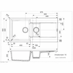 Reginox Amsterdam 15 1.5 Bowl Sink And Drainer - Black Silvery - AMSTERDAM 15 BS -Blanco Shop a m amsterdam15bs dimensions