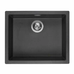 Reginox Amsterdam 50 1 Bowl Kitchen Sink - Black Silvery - AMSTERDAM 50 BS