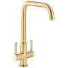 Abode Pico Quad Monobloc Contemporary Kitchen Mixer Tap Brushed Brass - AT2136
