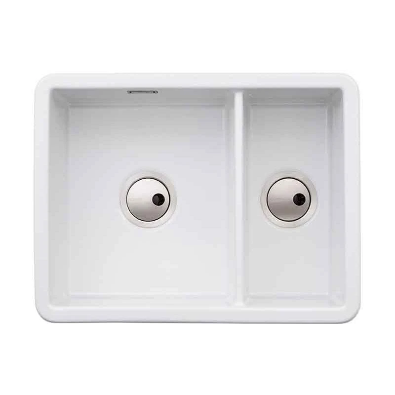 Abode Sandon 1.5 Bowl Ceramic Kitchen Sink - White - AW1033 1 Abode Sandon 1.5 Bowl Ceramic Kitchen Sink - White - AW1033