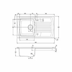 Abode Milford Single Bowl Ceramic Kitchen Sink - White - AW1042 -Blanco Shop a w aw1042 2