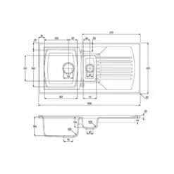 Abode Milford 1.5 Bowl Ceramic Kitchen Sink - White - AW1043 -Blanco Shop a w aw1043 2