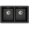 Abode Matrix 2 Bowl Granite Kitchen Sink - Black - AW3166
