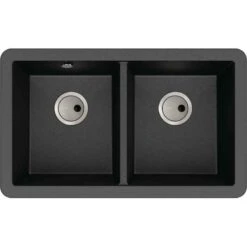 Abode Matrix 2 Bowl Granite Kitchen Sink - Black - AW3166