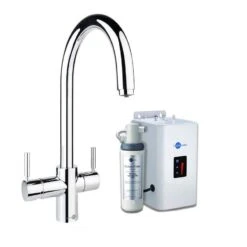 InSinkErator 3N1 J Shape Steaming Hot Kitchen Tap W/ NeoTank & Filter Pack - Chrome - 45097+45094