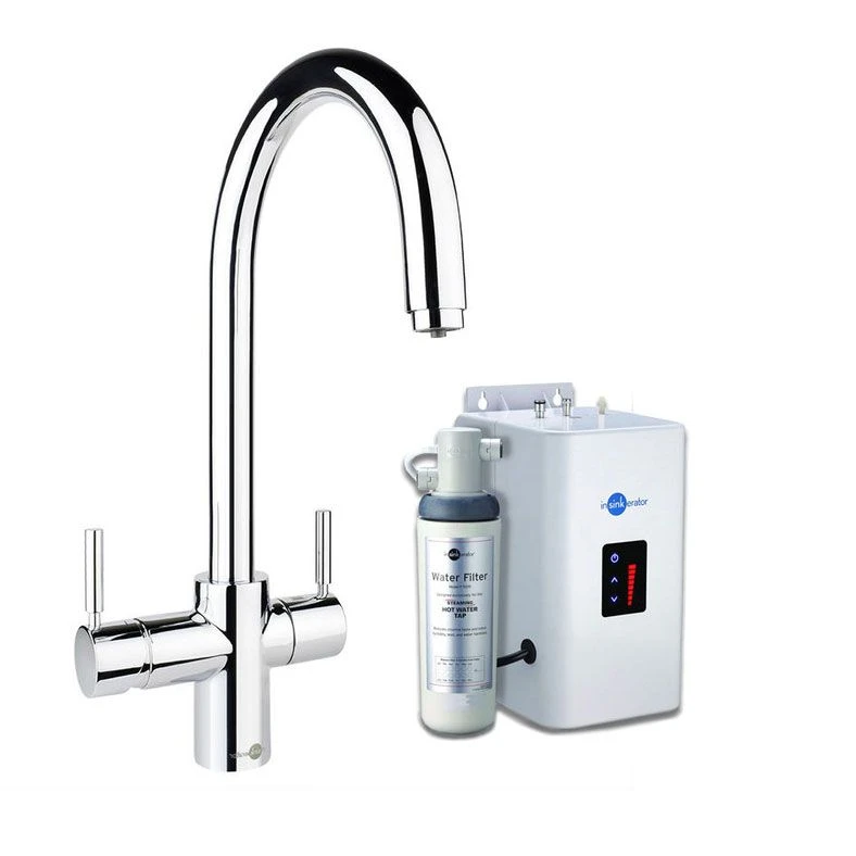 InSinkErator 3N1 J Shape Steaming Hot Kitchen Tap W/ NeoTank & Filter Pack - Chrome - 45097+45094 1 InSinkErator 3N1 J Shape Steaming Hot Kitchen Tap W/ NeoTank & Filter Pack - Chrome - 45097+45094
