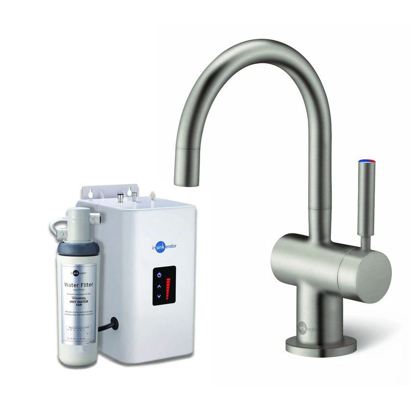 InSinkErator HC3300 Steaming Hot/Cold Kitchen Tap W/ NeoTank & Filter Pack - Brushed Steel - 44320B+45094 1 InSinkErator HC3300 Steaming Hot/Cold Kitchen Tap W/ NeoTank & Filter Pack - Brushed Steel - 44320B+45094