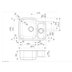 Reginox Alaska 1.5 Bowl Stainless Steel Kitchen Sink - Main Bowl Left - ALASKA MBL 5 Reginox Alaska 1.5 Bowl Stainless Steel Kitchen Sink - Main Bowl Left - ALASKA MBL -Blanco Shop alaskambldimensions