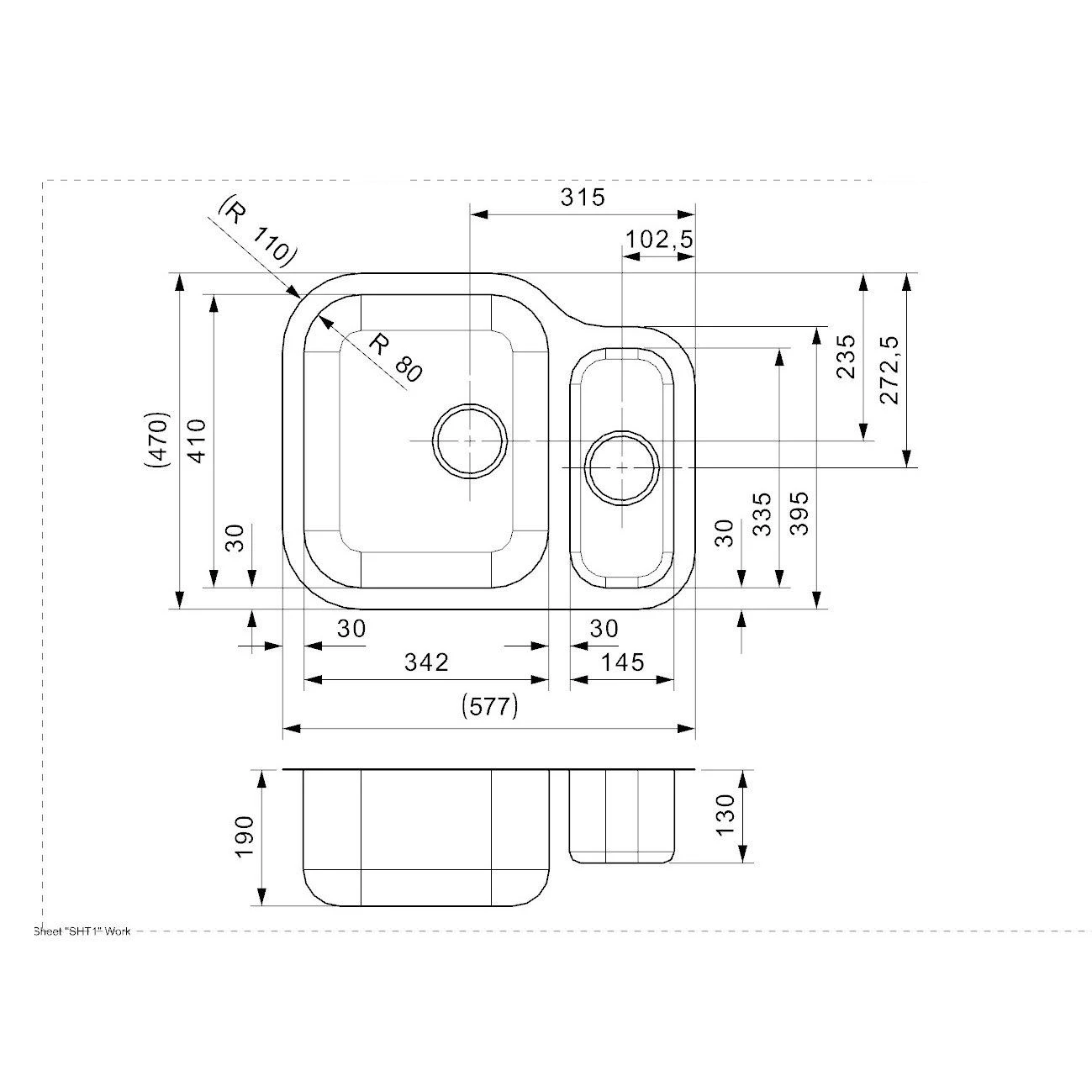 Reginox Alaska 1.5 Bowl Stainless Steel Kitchen Sink - Main Bowl Left - ALASKA MBL 3 Reginox Alaska 1.5 Bowl Stainless Steel Kitchen Sink - Main Bowl Left - ALASKA MBL - Image 3