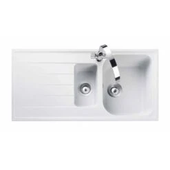 Rangemaster Amethyst 1.5 Bowl Igneous Granite Kitchen Sink - Crystal White - AME1052CW/