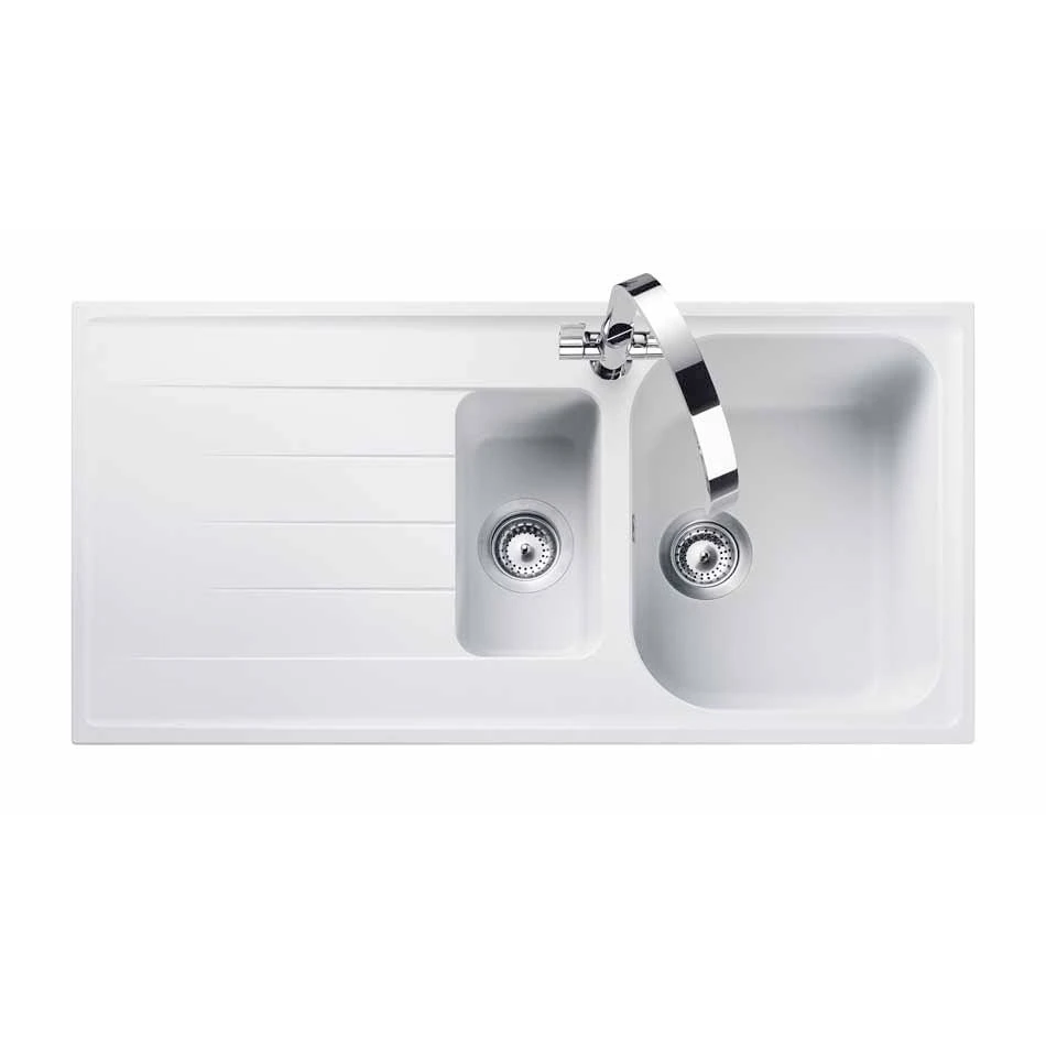Rangemaster Amethyst 1.5 Bowl Igneous Granite Kitchen Sink - Crystal White - AME1052CW/ 1 Rangemaster Amethyst 1.5 Bowl Igneous Granite Kitchen Sink - Crystal White - AME1052CW/